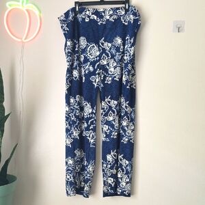 JohnPaulRichard Blue & White Floral Straight-Leg Jumpsuit